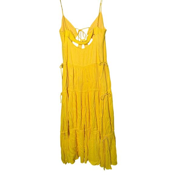 JONATHAN SIMKHAI Daffodil Lina Lightweight Crinkle Teardrop Cutout Maxi Dress L - Picture 8 of 16